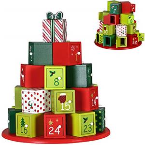 Bakaji Calendario dell' Avvento di Natale In Legno con 24 Cassetti Numerati per Sorpresa Decorazioni Addobbi Natalizi Casa (Pacchi regalo)