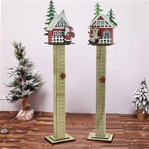 BAKAJI Calendario dell'Avvento in Legno Natalizio Colori Assortiti, Decorazione Addobbo Natalizia da Terra con Led, Decorazioni di Natale Luminose da Interno, 11 x 8 x 62 cm