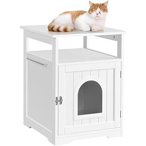 Yaheetech Casetta per Gatti Cuccia in Legno Mobiletto Lettiera per Animali Domestici Armadietto Legno Nido per Gatti Cani Multiuso Bianco 64 x 52 x 49 cm