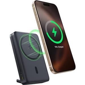 Baseus Nomos Qi2 Magsafe Power Bank, 15W Magnetico Power Bank per iPhone 16/15/14/13, Batteria Esterna 45W USB-C Ricarica Veloce, 10000mAh Powerbank Pieghevole con Display, Piccolo Ma Forte, Nero