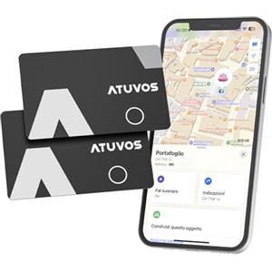 ATUVOS Air Tag Card Wallet Tracker Thin 1.6mm, Smart Tag compatibile con Apple Dov'è (solo iOS, Android non Supportato), Bluetooth Localizzatore per Valigie, Portafoglio, Borse, Bagagli, 2 Pezzo Nero