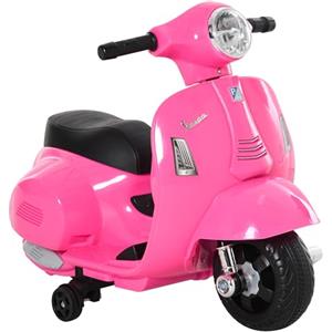 HOMCOM Moto Elettrica per Bambini con Licenza Ufficiale Vespa Batteria 6V, Fari e Clacson, per Bimbi da 18-36 mesi, Rosa, 66.5x38x52cm