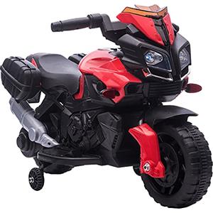 HOMCOM Moto Elettrica per Bambini con Fari e Clacson, Batteria 6V Velocità 3km/h, Età 18-48 Mesi, 88.5x42.5x49cm, Rosso