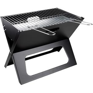 alpina Barbecue da tavolo a carbonella - Barbecue da tavolo con piastra e coperchio - Barbecue compatto con piastra grill - Barbecue da tavolo portatile - Ideale per esterni - Argento