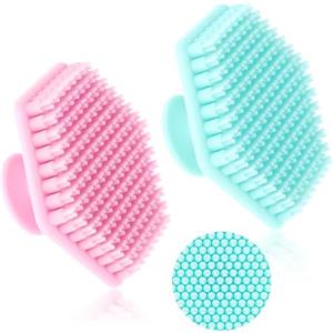 Oruola Confezione da 2 spugne per il viso in silicone, scrubber per il corpo in silicone, per la pulizia manuale del viso in morbido silicone, per tutti i tipi di pelle, spazzola per il corpo in