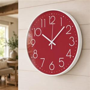 Outpicker 30cm Moderno Orologio da Parete Silenzioso al Quarzo Decorazione da Parete per Cucina Ufficio Soggiorno (Rosso)
