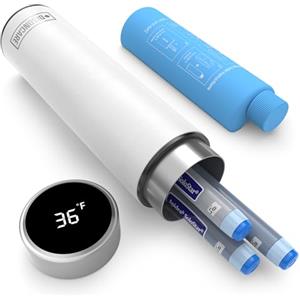DISONCARE 60 Ora Borsa Frigo Porta Insulina Termico,Borse Termiche Per Medicinali Buono Per Lunghi Viaggi,Acciaio Led Astuccio Insulina Portatile Può contenere 3 penne-Con 2 Bottiglie