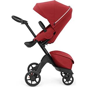 Stokke Xplory X, Ruby Red - Passeggino regolabile per il comfort del bambino e dei genitori - Imbottitura, Imbracatura e cerniera riflettente per una maggiore sicurezza - Si piega facilmente