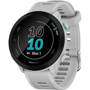 Garmin Forerunner 55 (Whitestone), Smartwatch running con GPS, Cardio, Piani di allenamento inclusi, VO2max, Allenamenti personalizzati, Connect IQ, Taglia unica