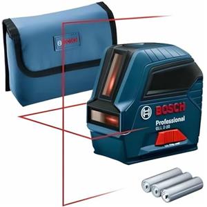Bosch Professional Livella laser GLL 2-10,laser rosso, da interno, raggio d'azione fino a 10 m, 3x pile AA, custodia protettiva, confezione in cartone