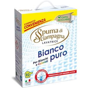 Spuma di Sciampagna - Detersivo Lavatrice Polvere Bianco Puro, Formula Concentrata con Azione Antigrigio Colori Brillanti, Igienizzante con Ossigeno Attivo - 4140 g - 92 Lavaggi