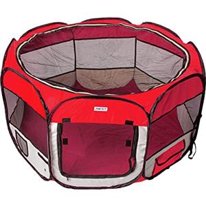 AQPET Box per Animali Cani e Gatti Cuccioli recinto Pieghevole Tessuto Impermeabile (Rosso, Rosso)