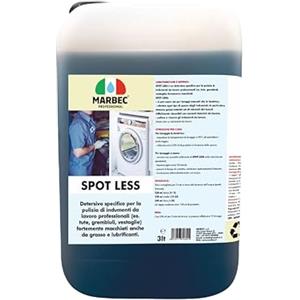 MARBEC SPOT LESS 3LT Detersivo specifico per la pulizia degli indumenti da lavoro, soprattutto quelli molto sporchi da grasso e da lubrificanti.