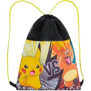 Pokémon Zaino a Sacco per Bambini Adolescenti, Borse da Palestra, Zainetto Pikachu, Zaino Sportivo per Nuoto Spiaggia Scuola Viaggio (Nero/Giallo)