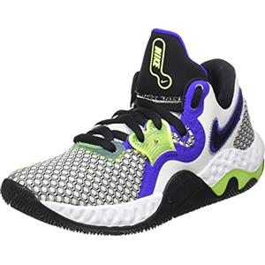 Nike Renew Elevate 2, Scarpe da Basket Unisex-Adulto, White/Black-Volt-Indigo Burst, 44.5 EU