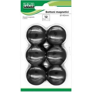 Lebez Bottoni Magnetici Ø 40 mm - Confezione da 12 Pezzi in Colori Assortiti