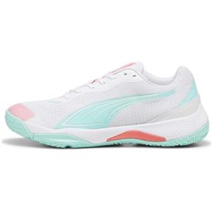 PUMA Solarstrike III W+, Indoor Court Shoe Unisex-Adulto, White-Electric Peppermint, 42.5 EU