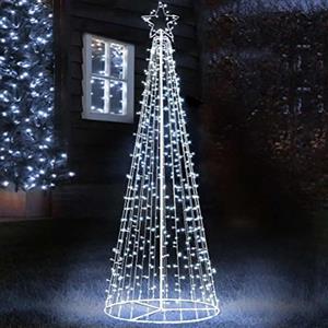 Bakaji Albero di Natale Luminoso Altezza 224cm con 592 Luci Controller 8 Giochi di Luce Struttura in Metallo Base 80cm Puntale a Stella Decorazioni Natalizie Interno Esterno IP44 (Cold White)