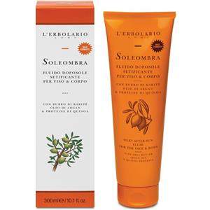L'Erbolario Soleombra Fluido Doposole Setificante Viso & Corpo 300 ml con Burro di Karité, Olio di Argan e Proteine di Quinoa
