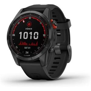 Garmin fēnix 7S Solar, Smartwatch con ricarica solare, 42mm, Display 1,2, Touchscreen, +30 Sport, GNSS multibanda, Cardio, SpO2, Mappe, Musica, Garmin Pay, Autonomia 14 giorni (Slate Gray & Black)