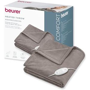Beurer HD 75 Cosy Coperta Elettrica con Dispositivo di Termoregolazione Elettronico, 6 livelli di temperatura e spegnimento automatico dopo 3h, colore Taupe