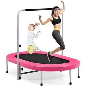 LIFEZEAL Trampolino Elastico Interno, Esterno, Tappeto Elastico Fitness, per Bambini, Adulti, 2 Persone, con Manico Protettivo, Altezza Regolabile, Pieghevole, Ovale, Saltarello, Salta, Max 150kg