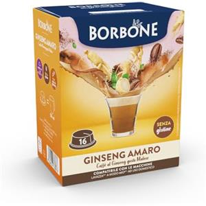 Caffè Borbone Ginseng Amaro - Senza Zuccheri aggiunti - 16 Capsule - Compatibili con macchine ad uso domestico Lavazza®* A Modo Mio®*
