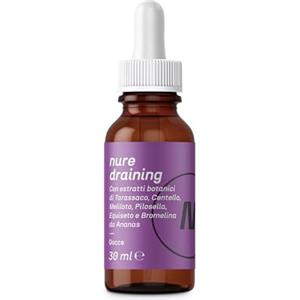 NURE Draining Gocce 30 ml | Integratore drenante e depurativo naturale, drenante in gocce | Bromelina, Tarassaco, centella, equiseto