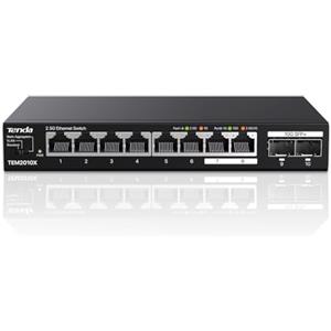 Tenda Switch TEM2010X - 8 Porte RJ45 2.5G 2 Porte SFP 10G, Unmanaged, Plug and Play, Montaggio Desktop o a Parete