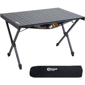 PORTAL Tavolo da campeggio pieghevole regolabile in altezza con tasca a rete, in alluminio, 108 x 71 cm, pieghevole, leggero, per picnic, feste, giardino, escursioni, viaggi