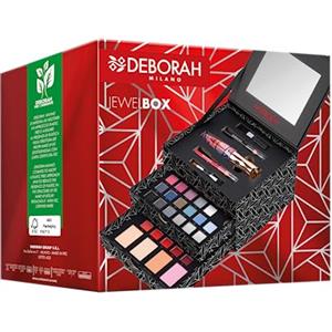 Deborah Milano - Trousse Set Regalo Donna Make Up Jewel Box, Kit Mascara e Matita Occhi, Labbra, Palette di Ombretti, Rossetti, Gloss e Polveri Viso dai Diversi Finish e Colori, in Carta FSC