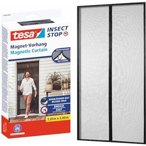 tesa Magnetic Curtain con chiusura automatica - Zanzariera con magneti per porte di balconi e terrazze - Installazione facile senza forature - 2,4 m x 1,2 m
