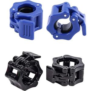 Elegance-go Collari per Bilanciere,4 Pezzi Collare a Morsetto per Bilanciere 25mm Morsetto Bilanciere per Allenamento Sollevamento Pesi Fitness Bodybuilding (Blu + Nero)