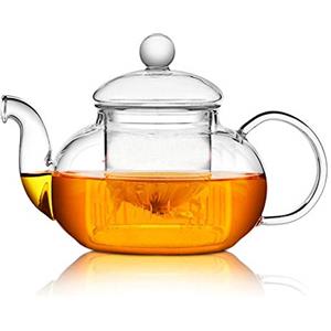 Liang baobao Teiera in vetro borosilicato da 590 ml con infusore, set di bollitore per tè sfuso, tè fiorito, piano cottura e microonde (600 ml)