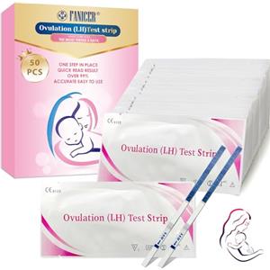 CharmChic 50 Test Strisce di Ovulazione, Test di Ovulazione, Sensibilità da 25 miu/ml, Test di Ovulazione Sensibile, Aumenta le tue Probabilità di Rimanere Incinta, Monitoraggio Attendibile del Ciclo