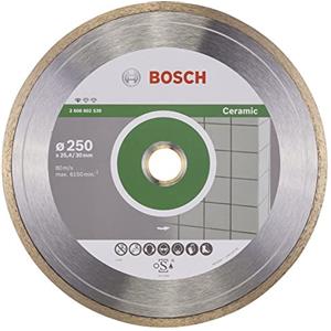 Bosch Professional 1x Disco Diamantato Standard for Ceramic, per Pietra, Piastrelle, Ceramica, Ø 250 x 30+25,40 x 1,6 x 7 mm, Accessori per Tagliapiastrelle