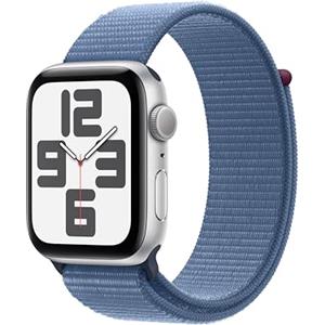 Apple Watch SE (2ª generazione, 2023) GPS 44 mm Smartwatch con cassa in alluminio color argento e Sport Loop blu inverno. Fitness tracker, monitoraggio del sonno, Rilevamento incidenti