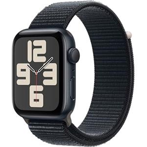 Apple Watch SE (2ª generazione, 2023) GPS 44 mm Smartwatch con cassa in alluminio color mezzanotte e Sport Loop mezzanotte. Fitness tracker, monitoraggio del sonno, Rilevamento incidenti