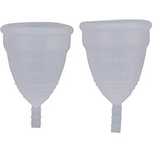 Brrnoo 3 Colori 2 Pezzi/se Coppetta Mestruale per Principianti-morbida Coppetta Mestruale Riutilizzabile Tampone e Tampone Detergente Alternativo Modello Usa e Getta di Coppette in Silicone(Bianco)