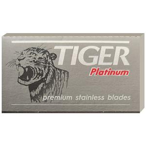 Tiger Platinum Lamette da Barba Doppio Filo - 5 pz, Acciaio Inox Rivestite al Platino per una Rasatura Efficace e Delicata