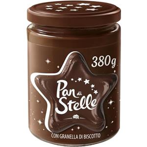Pan di Stelle Crema Spalmabile di Cacao, Nocciole e Granella di Biscotto, Ideale Per Colazione o Merenda, 380 g