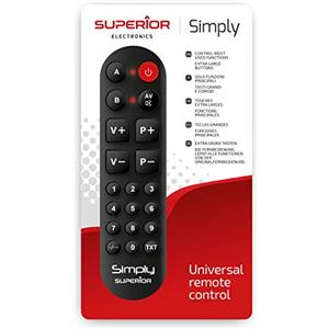 Superior Electronics SIMPLY Numeric - Telecomando Universale Autoapprendente con Due Banchi di Memoria - Ideale per Anziani e Hotel - Richiede Telecomando Originale per Programmazione - SUPTLB002