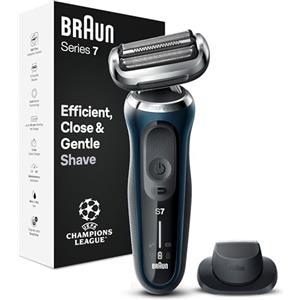 Braun Series 7 Regolabarba Uomo, Rasoio Elettrico Barba, Rifinitore Di Precisione EasyClick, 360° Flex, Wet&Dry, Ricaricabile, Custodia da Viaggio, Senza Fili, Idea Regalo, 71-B1200s Blu