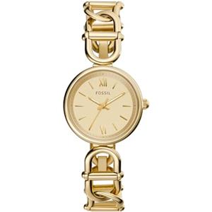 Fossil Carlie Orologio per donna, movimento al quarzo con cinturino in acciaio o in pelle, Oro metallizzato