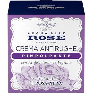 Acqua alle Rose, Crema Viso Antirughe Rimpolpante con Attivi Anti-Età di Rosa Nera e Acido Ialuronico Vegetale, Crema Viso Antirughe ad Azione Riempitiva e Distensiva, 50 ml