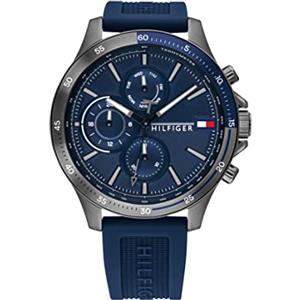 Tommy Hilfiger Orologio analogico multifunzione al quarzo da uomo con cinturino in silicone Blu Navy - 1791721