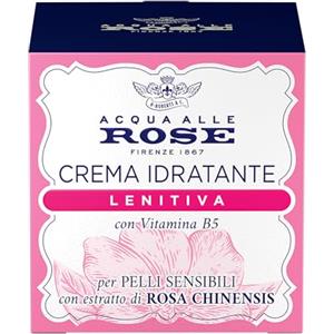 Acqua alle Rose, Crema Viso Idratante Lenitiva, con Estratto di Rosa Chinensis e Vitamina B5 Lenitiva, Ideale per le Pelli Sensibili o Secche, Nutre e Reidrata la Pelle Sensibile, 50 ml