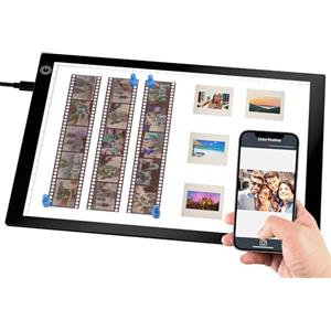 Eyesen Scanner per Diapositive Portatile, 12 x 9 pollici pannello luminoso a LED portatile ultrasottile, dimmerabile, converti diapositive e negativi in digitali JPG con la fotocamera dello smartphone