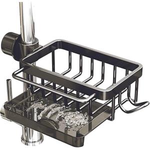 PengGengA Organizer Cucina per Lavello Porta Spugne Cucina Lavello con Vaschetta di Scarico Porta Asciugamani Porta Stracci Organizzatore per Rubinetto del Lavello