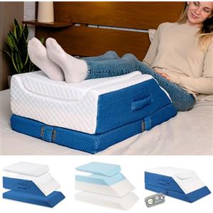 Ritalia CUSCINO GAMBE CIRCOLAZIONE con 3 altezze, cuscino alza gambe per gambe gonfie e vene varicose, cuscino per gambe da letto per circolazione, ergonomico in memory foam, lavabile e traspirante